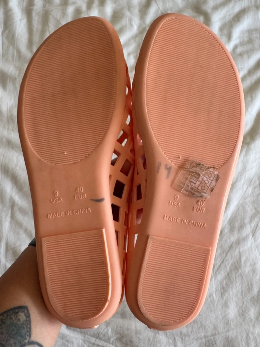 Jeffrey Campbell Jellz Jelly Flats Matte Peach/Coral Size 9 European Summer 90’s